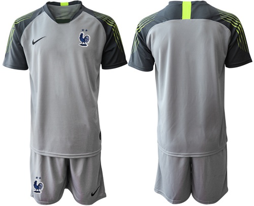 France Blank Grey Goalkeeper Soccer Country Jersey